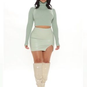 Fashion Nova Tonal Green Outfit 2pcs